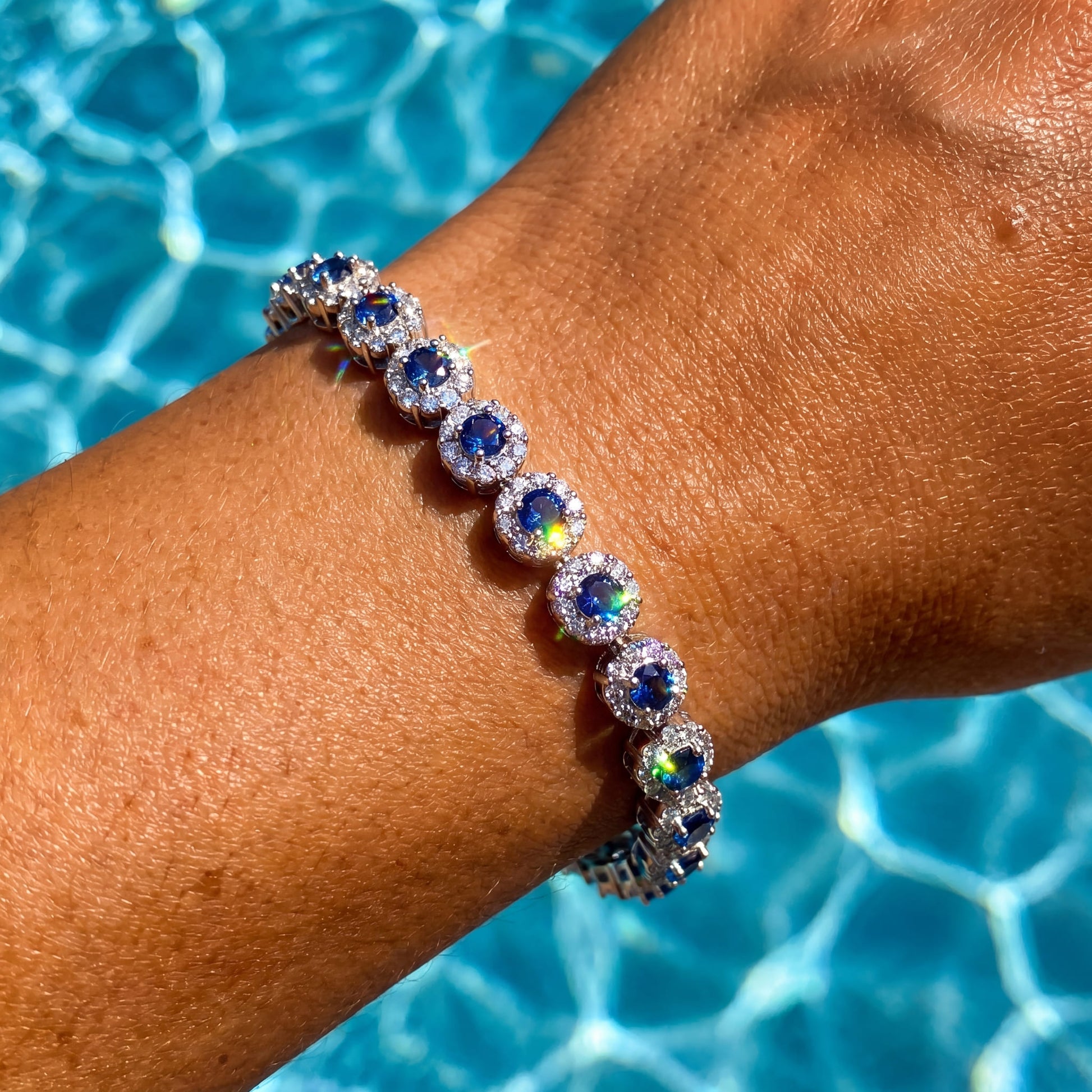 ICED OUT "BLUE CUSTLER" ARMBAND - ICERAIN JEWELRY