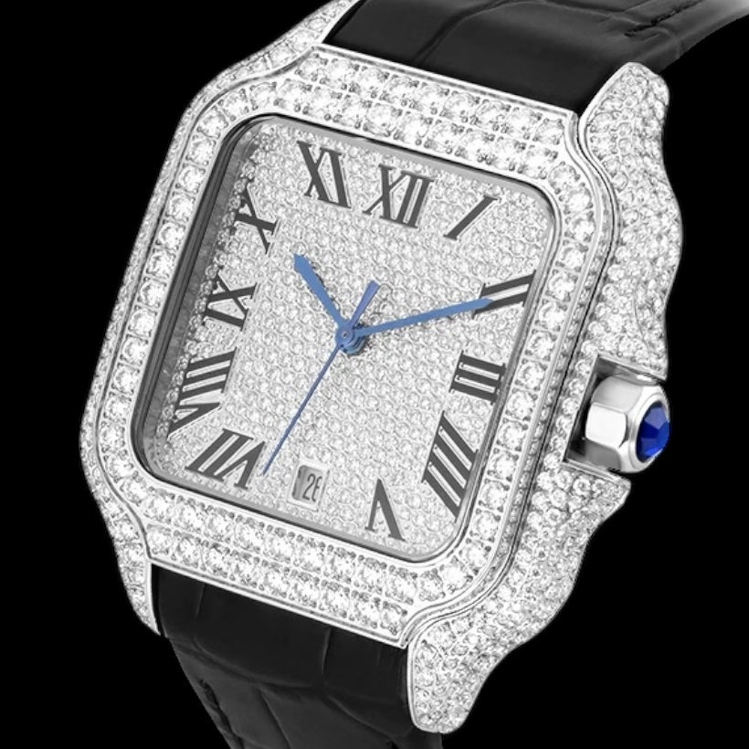 ICED OUT 40MM MOISSANITE "BLACK ROMA PIAZZA" UHR - ICERAIN JEWELRY