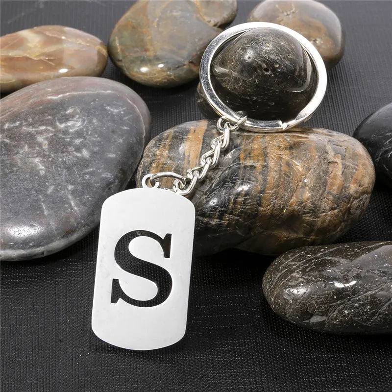 PERSONALISIERTER EDELSTAHL ANFANGSBUCHSTABE "WALLERO" SCHLÜSSELANHÄNGER - ICERAIN JEWELRY