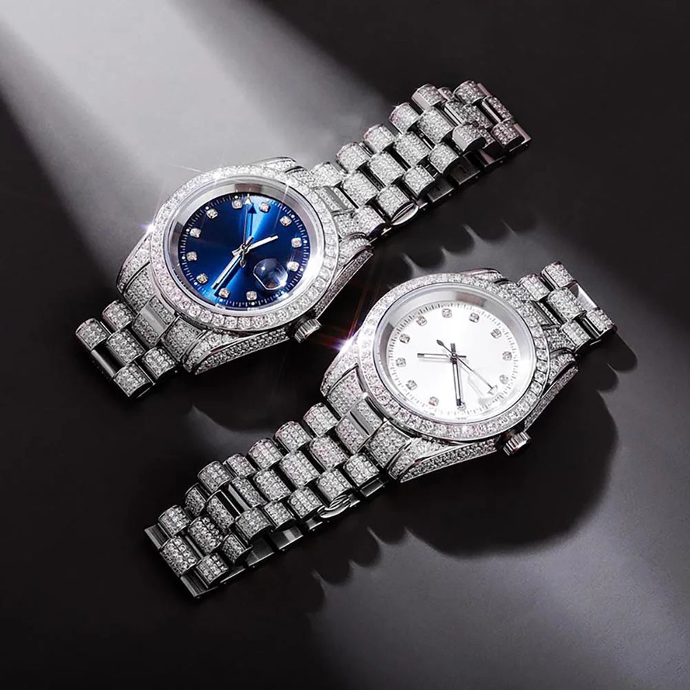 ICED OUT 40MM "COSAFIMA" 12K WEISSGOLD UHR - ICERAIN JEWELRY