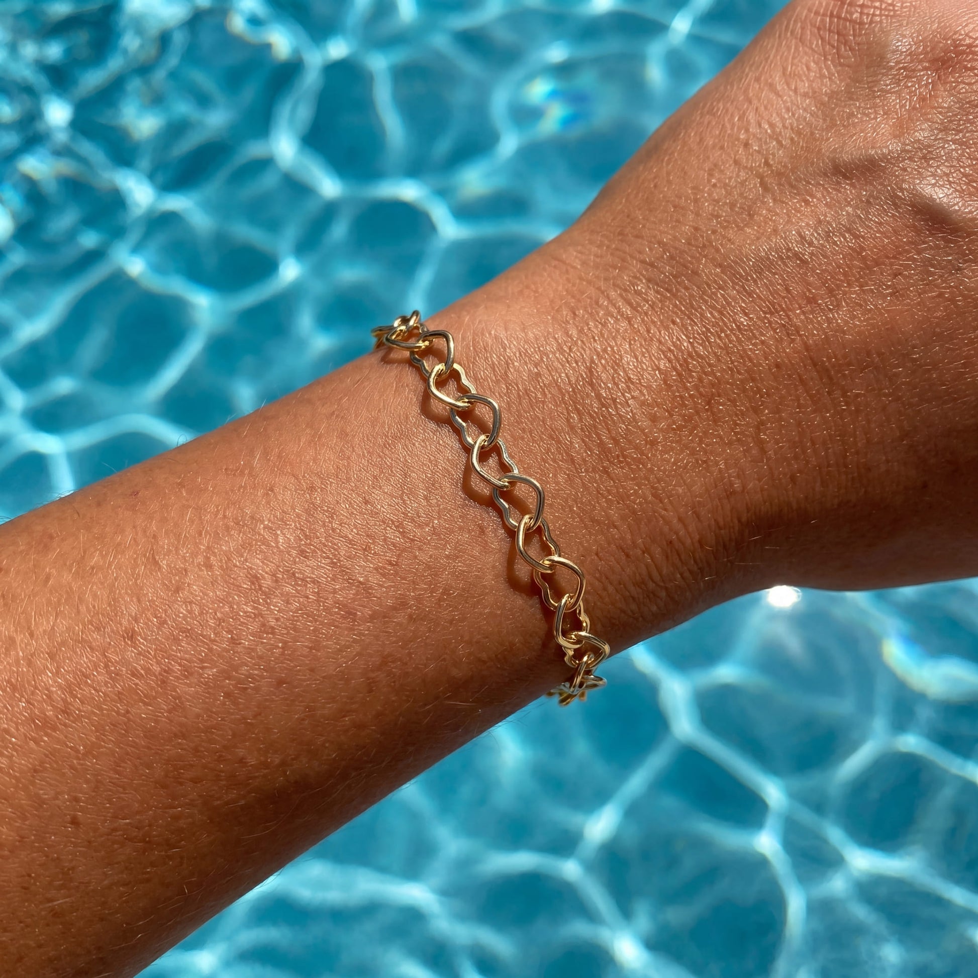 925S SILVER 14K GOLD 5MM "HEART" ARMBAND - ICERAIN JEWELRY