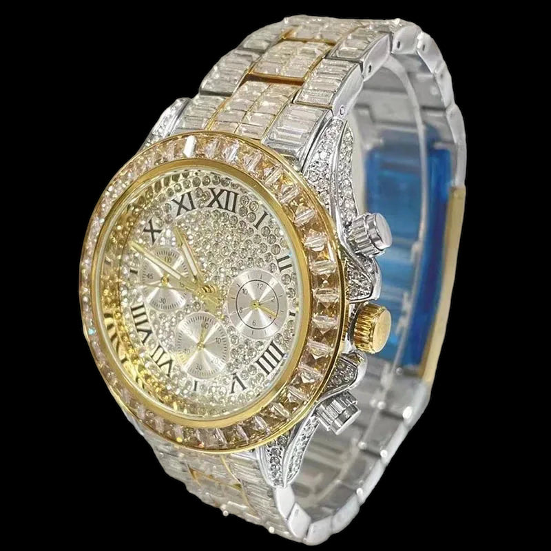 Luxus Designer Iced Out "Roma" Uhr + Box + Armbandkürzer