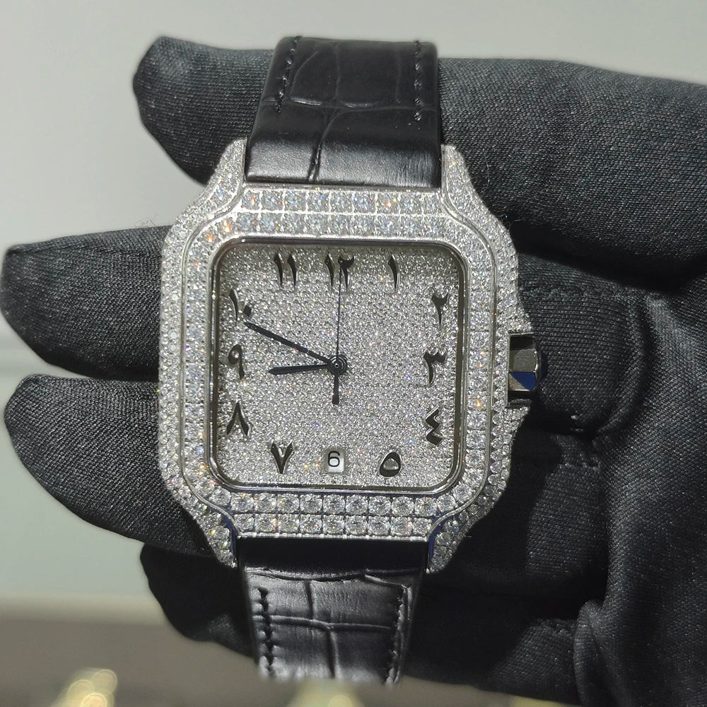 ICED OUT 40MM MOISSANITE "BLACK ARABIC PIAZZA" UHR - ICERAIN JEWELRY