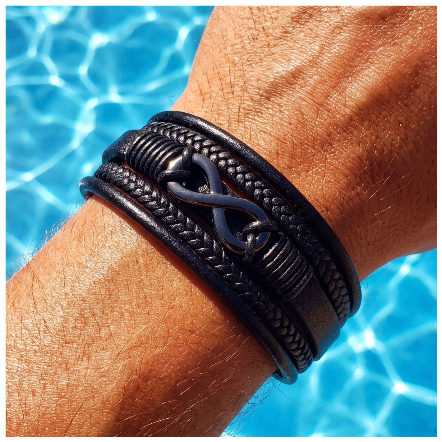 SALE | LEDER 19CM "BLACK INFINITY" ARMBAND