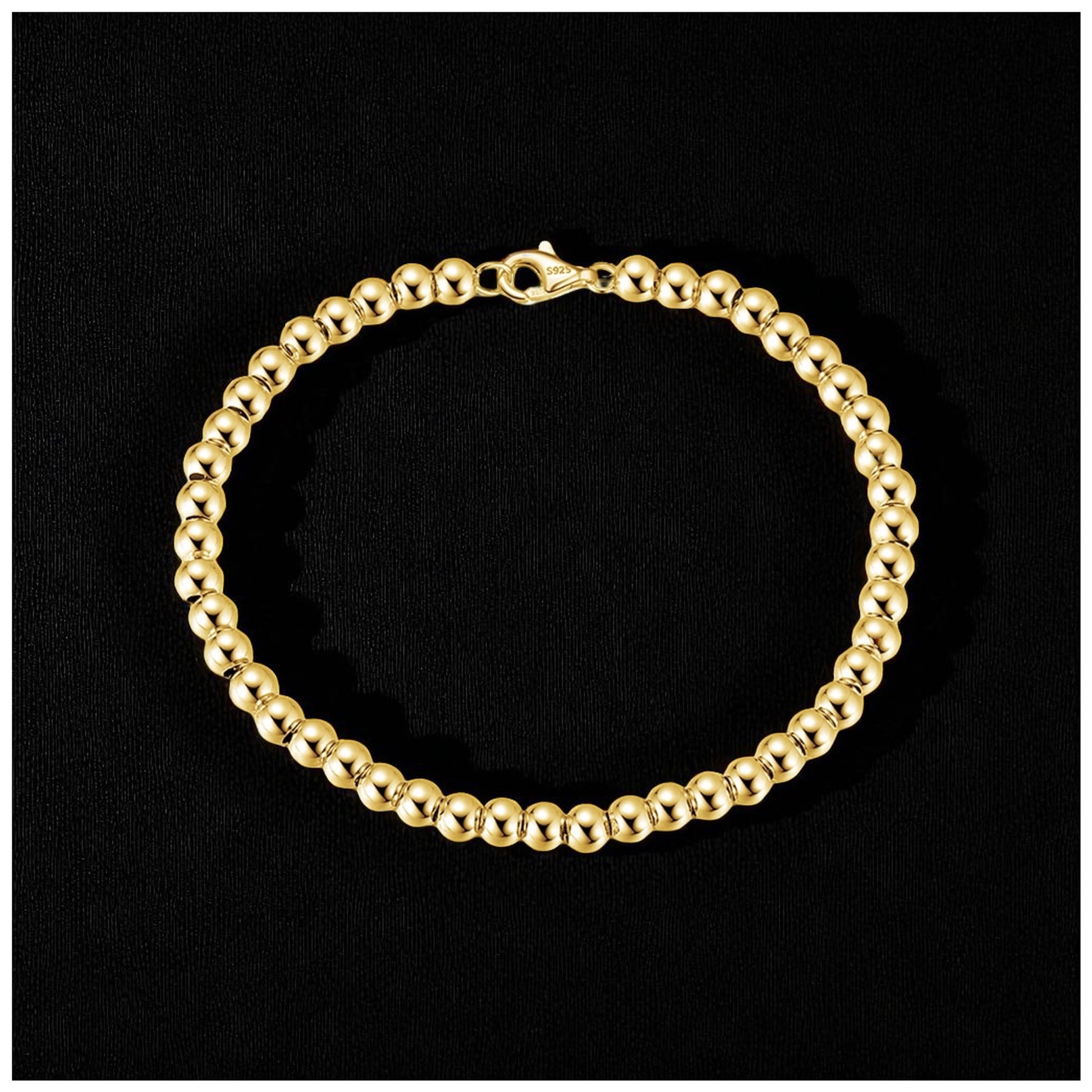 925S SILVER 14K GOLD 4MM "PEARL" ARMBAND - ICERAIN JEWELRY