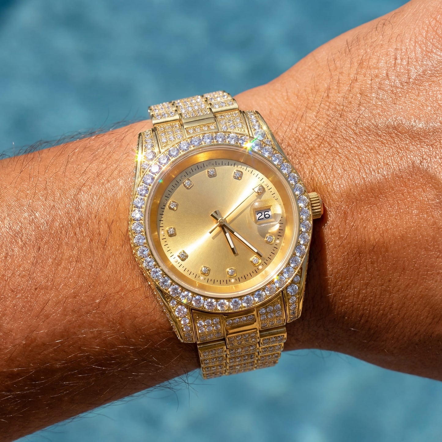 ICED OUT 40MM "COSAFIMA" 12K WEISSGOLD UHR - ICERAIN JEWELRY