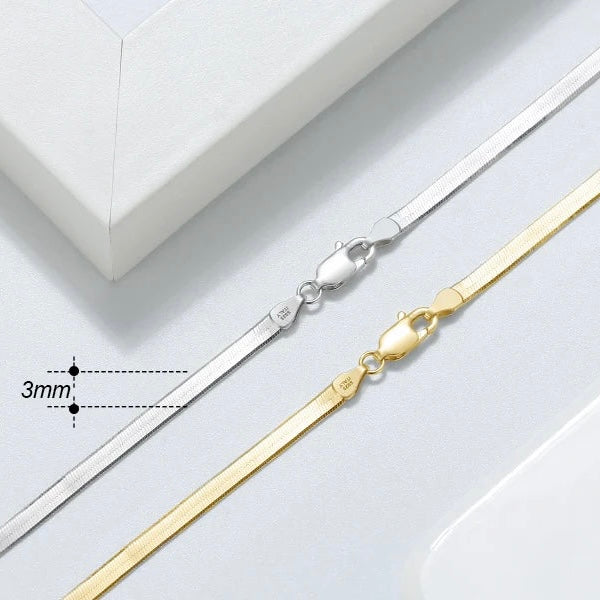 925S SILVER 18K GOLD "HERRINGBONE" KETTE - ICERAIN JEWELRY