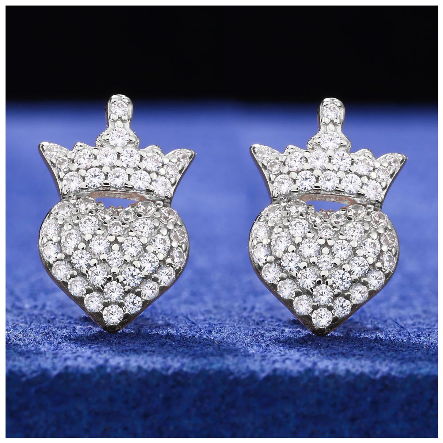 ICED OUT MOISSANITE "CROWN HEART" WEISSGOLD 925S SILVER OHRRINGE - ICERAIN JEWELRY