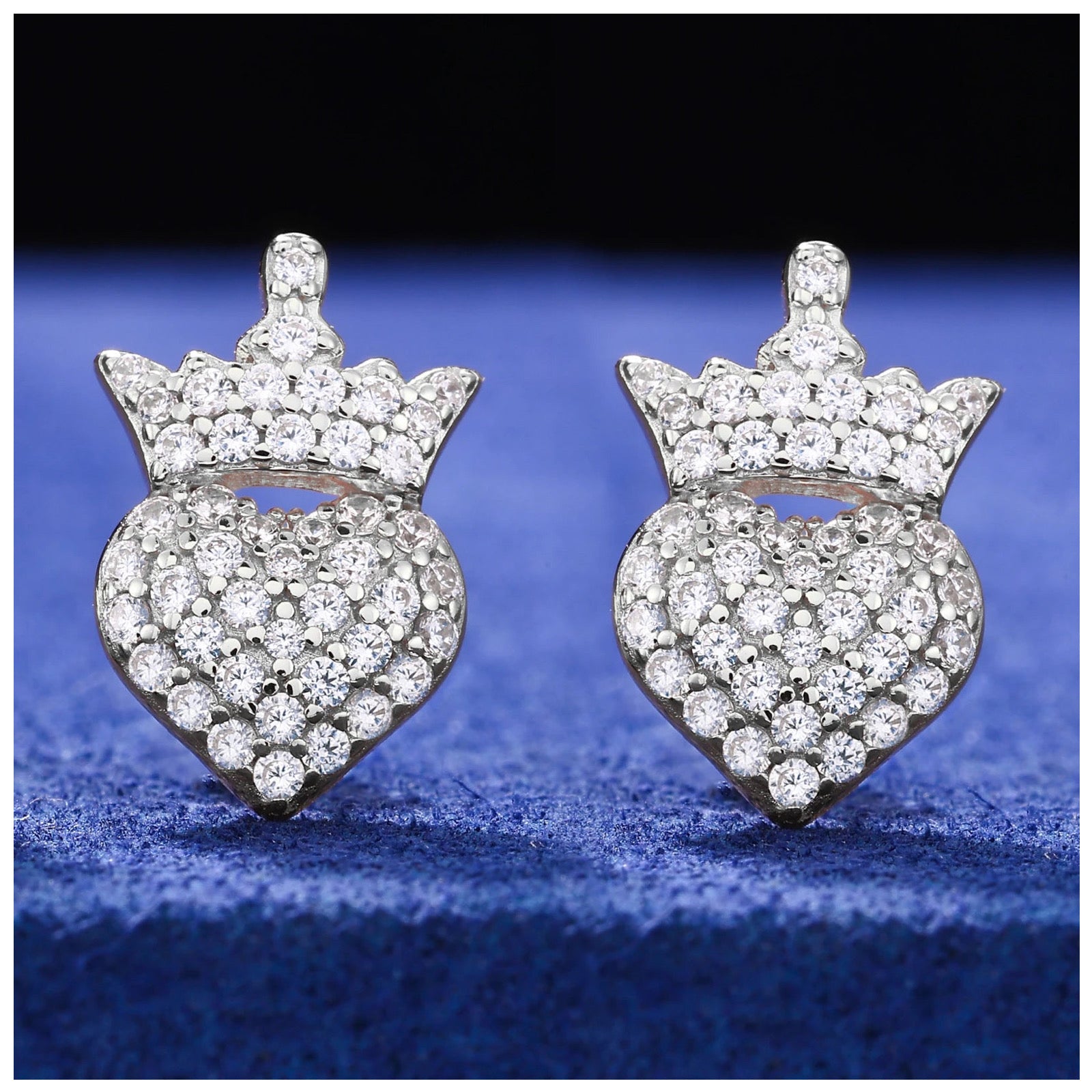 ICED OUT MOISSANITE "CROWN HEART" WEISSGOLD 925S SILVER OHRRINGE - ICERAIN JEWELRY