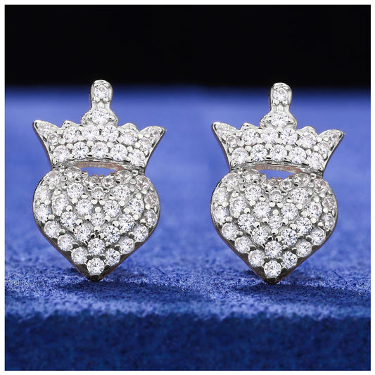 ICED OUT MOISSANITE "CROWN HEART" WEISSGOLD 925S SILVER OHRRINGE - ICERAIN JEWELRY