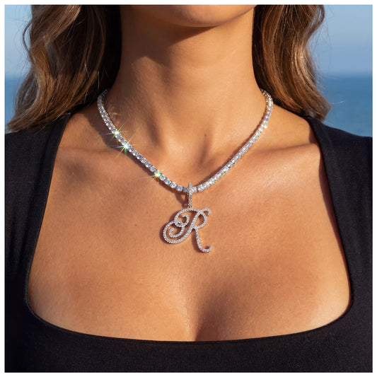 PERSONALISIERTE ICED OUT ANFANGSBUCHSTABEN "CUBIC" KETTE - ICERAIN JEWELRY