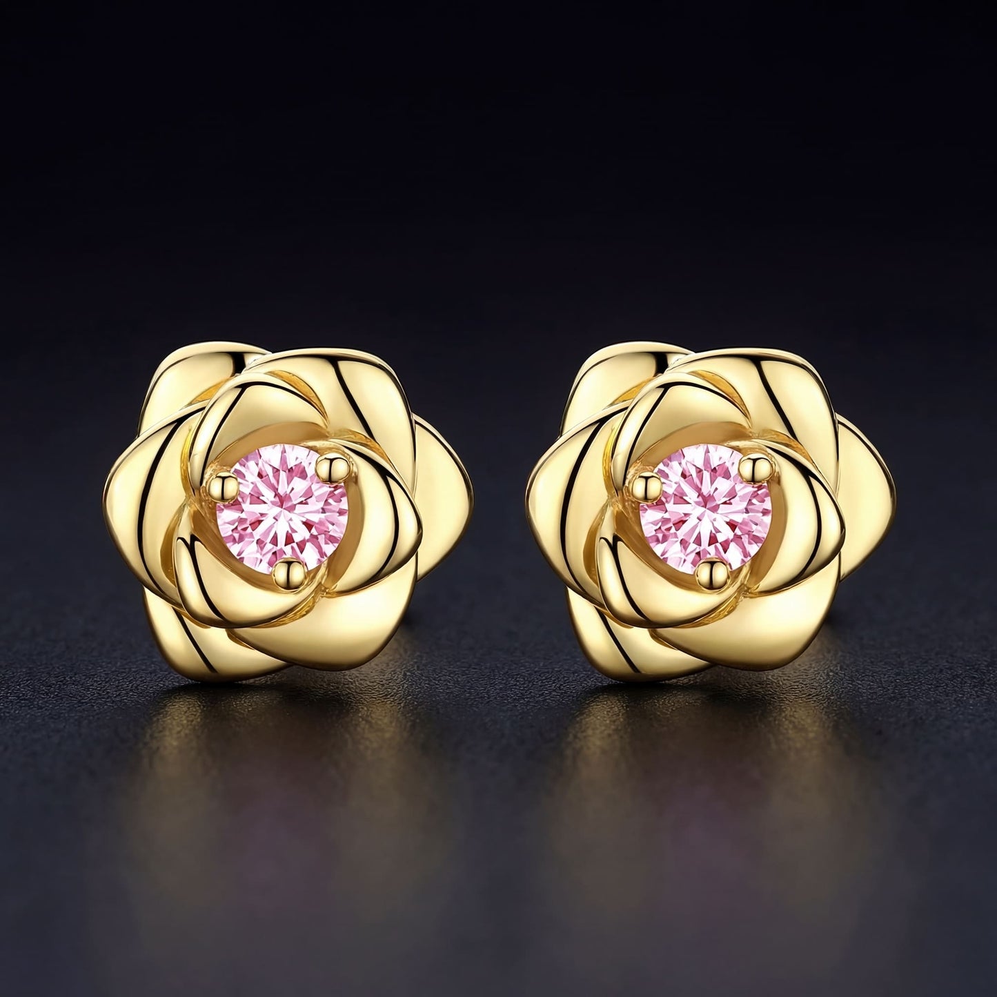 ICED OUT "GOLD/PINK ROSE" OHRRINGE - ICERAIN JEWELRY