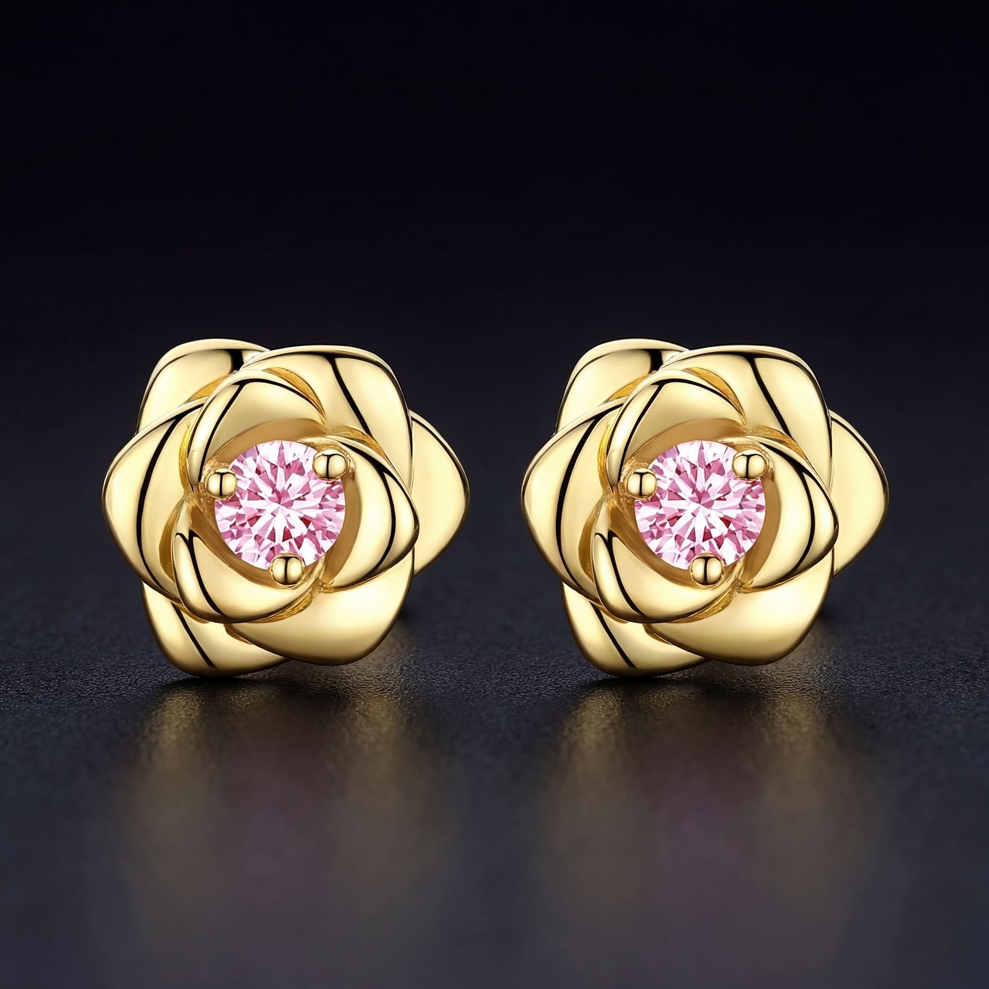 ICED OUT "GOLD/PINK ROSE" OHRRINGE - ICERAIN JEWELRY