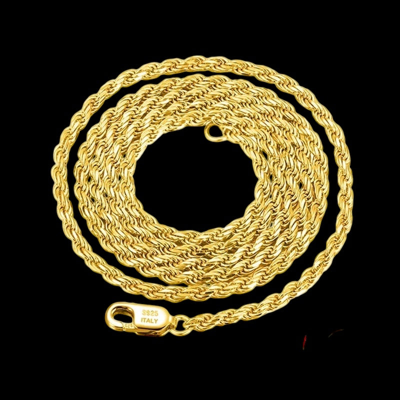 925S SILVER 18K GOLD "ROPE" KETTE - ICERAIN JEWELRY
