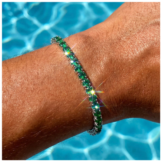 ICED OUT 4MM "GREEN TENNIS" ARMBAND - ICERAIN JEWELRY