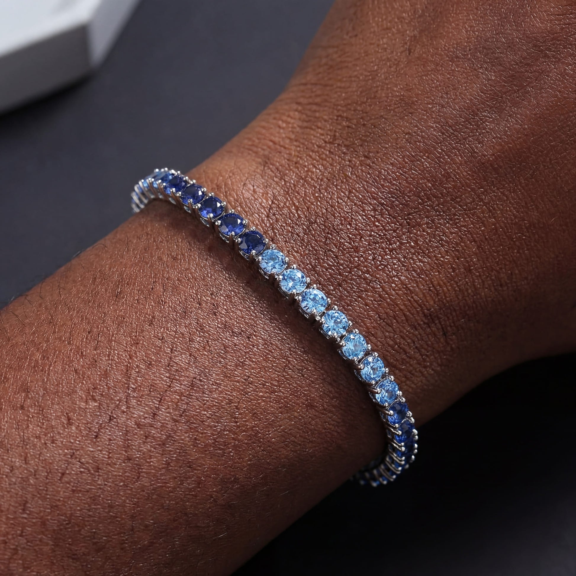 ICED OUT 3MM "BLUE NEPTUN TENNIS" ARMBAND - ICERAIN JEWELRY