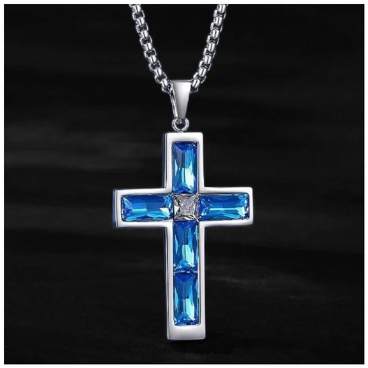 ICED OUT "BLUE CROSS" KETTE - ICERAIN JEWELRY