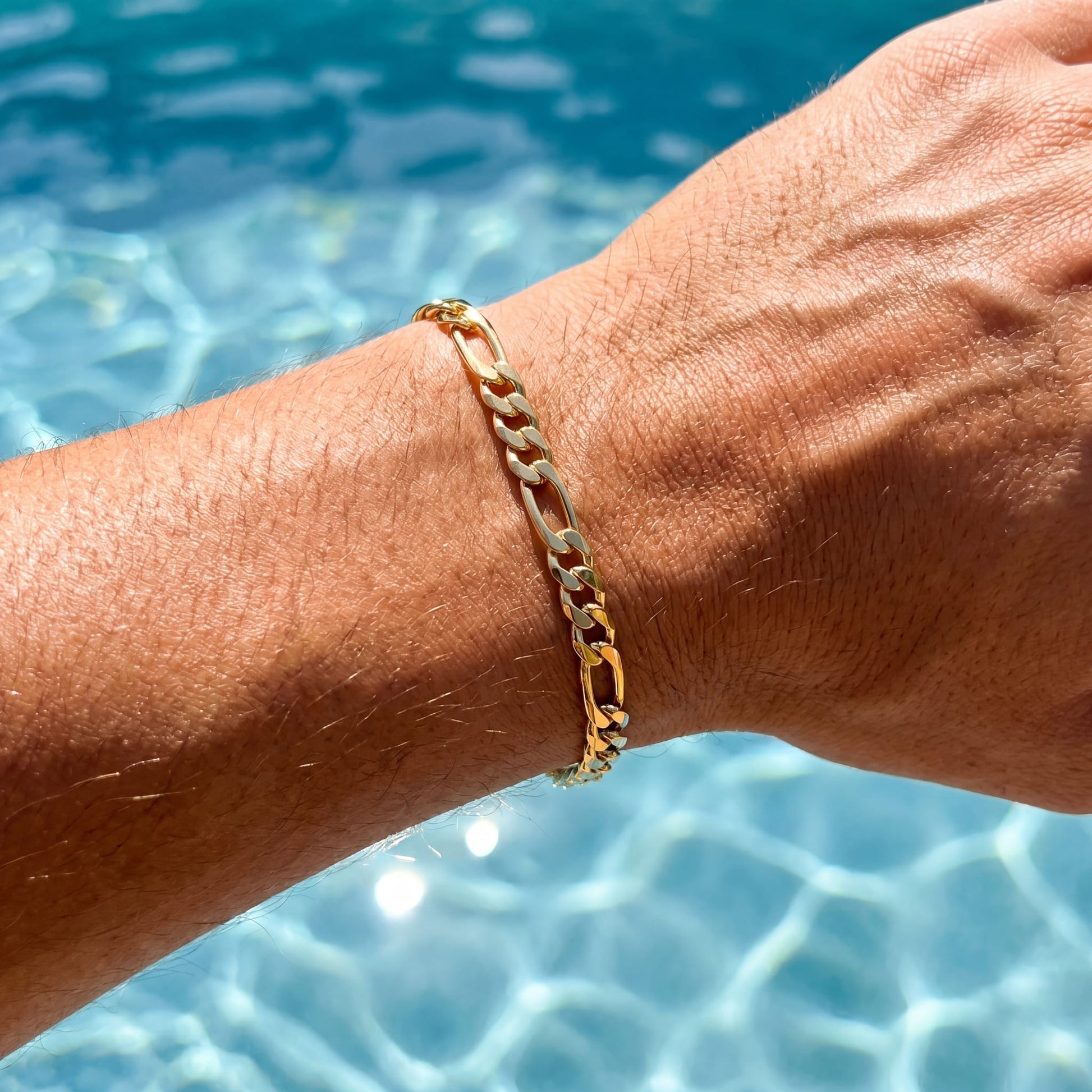 925S SILVER 18K GOLD "FIGARO" ARMBAND [CLASSIC VERSION] - ICERAIN JEWELRY