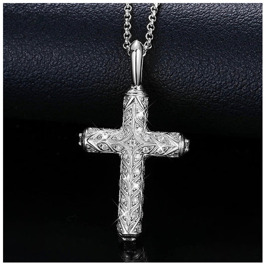 ICED OUT MOISSANITE "CROSS V4" WEISSGOLD 925S SILVER KETTE - ICERAIN JEWELRY