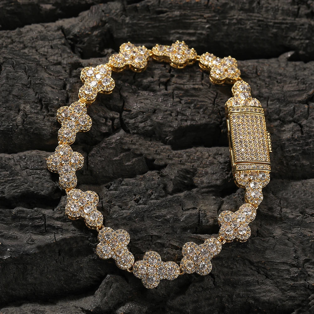 ICED OUT 11MM "GOLD CROSS" ARMBAND - ICERAIN JEWELRY