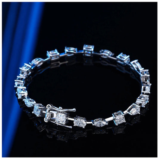 ICED OUT MOISSANITE "MIX" WEISSGOLD 925S SILVER ARMREIF - ICERAIN JEWELRY