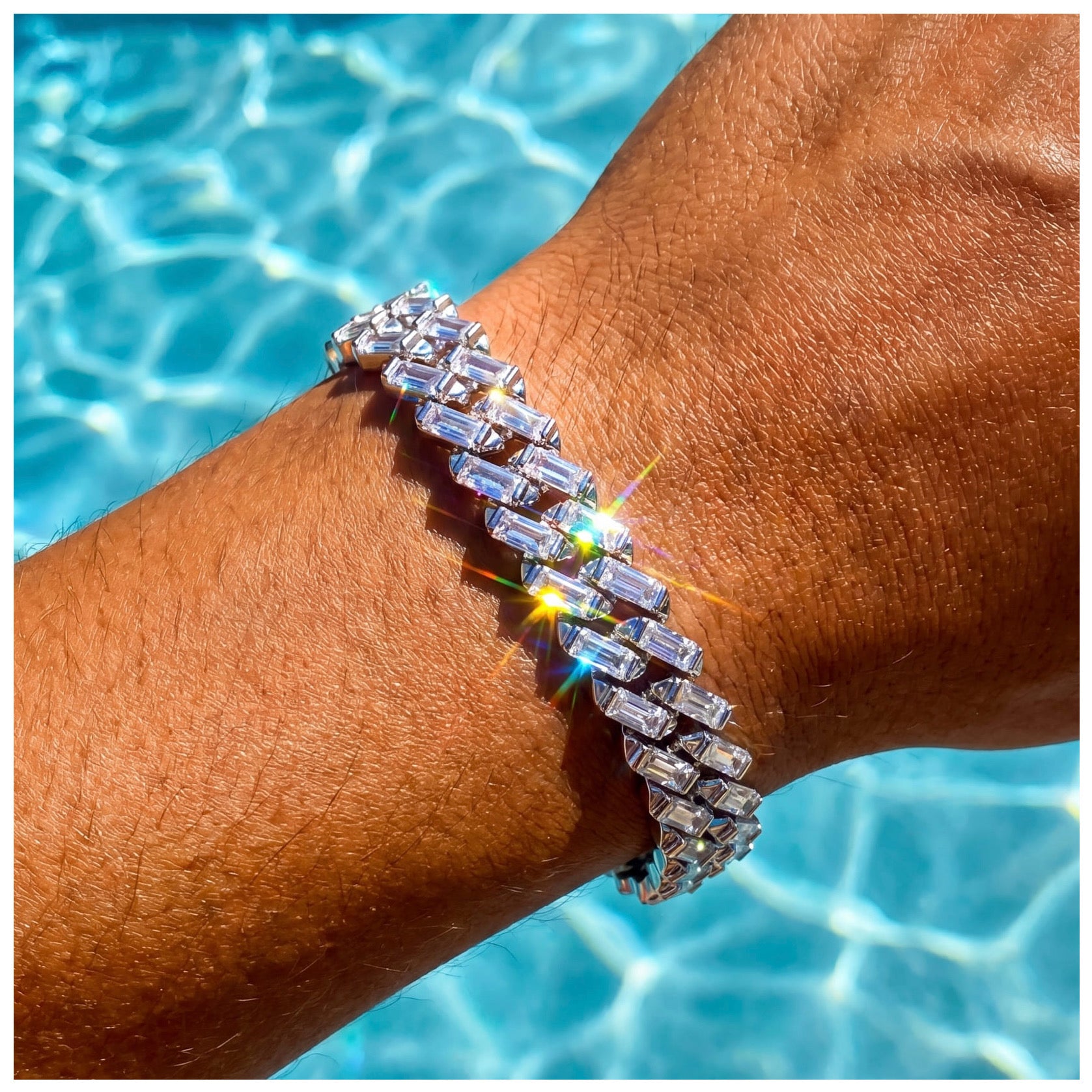 ICED OUT 12MM "SILVER PRONG CUBAN V2" ARMBAND - ICERAIN JEWELRY