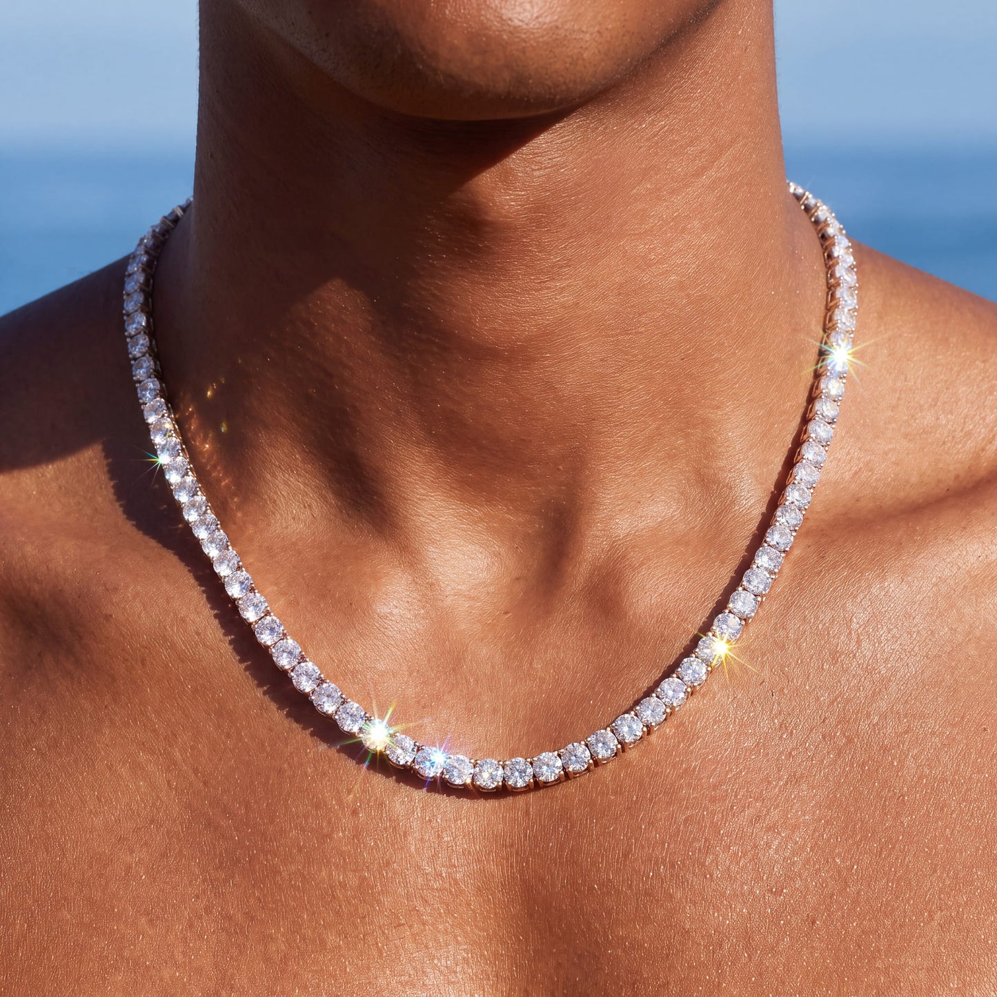 ICED OUT "ROSEGOLD TENNIS" KETTE