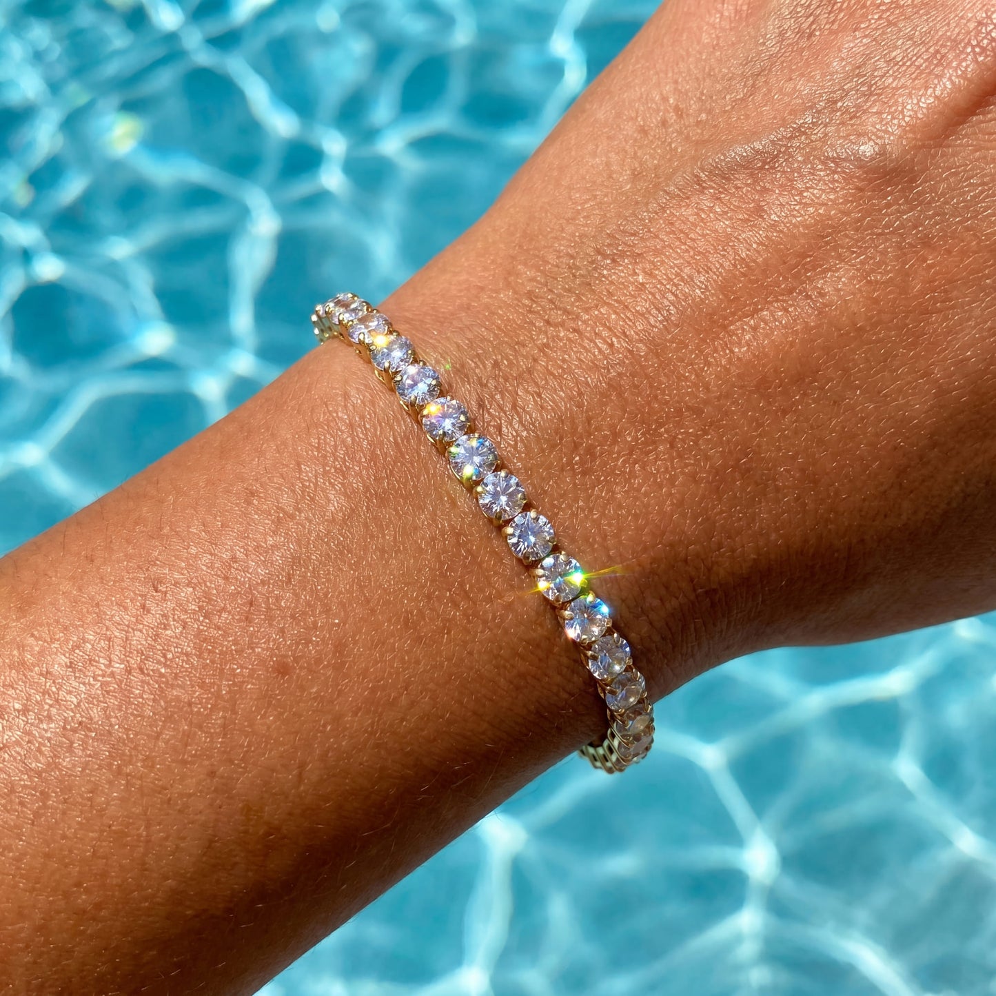 SALE | ICED OUT 4MM 18CM "GOLD TENNIS" ARMBAND - ICERAIN JEWELRY