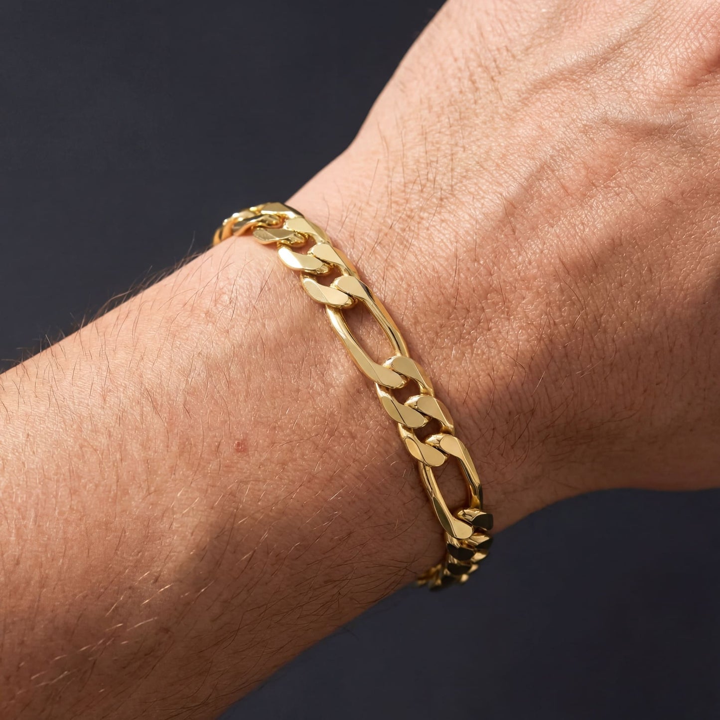 925S SILVER 18K GOLD 6,5MM "FIGARO" ARMBAND [PREMIUM VERSION] - ICERAIN JEWELRY