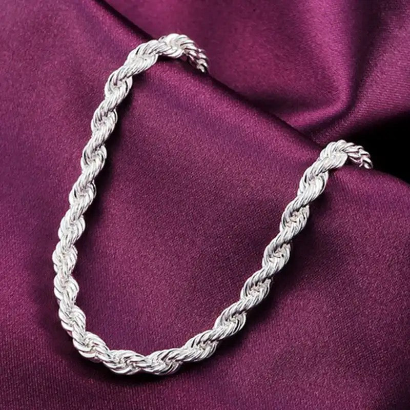 Sale | Luxus 925S Silver 4mm "Rope" Armband