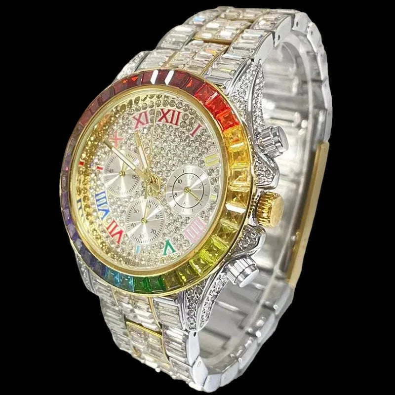 Luxus Designer Iced Out "Roma" Uhr + Box + Armbandkürzer