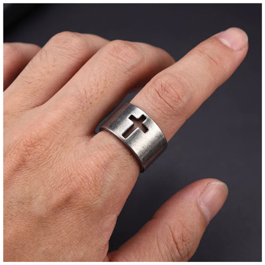 EDELSTAHL "CROSS V5" RING - ICERAIN JEWELRY
