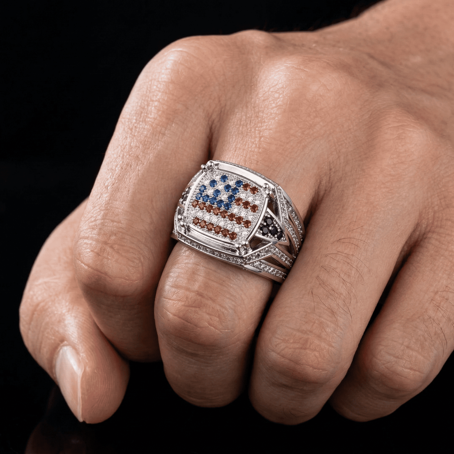 ICED OUT "AMERICA" RING - ICERAIN JEWELRY