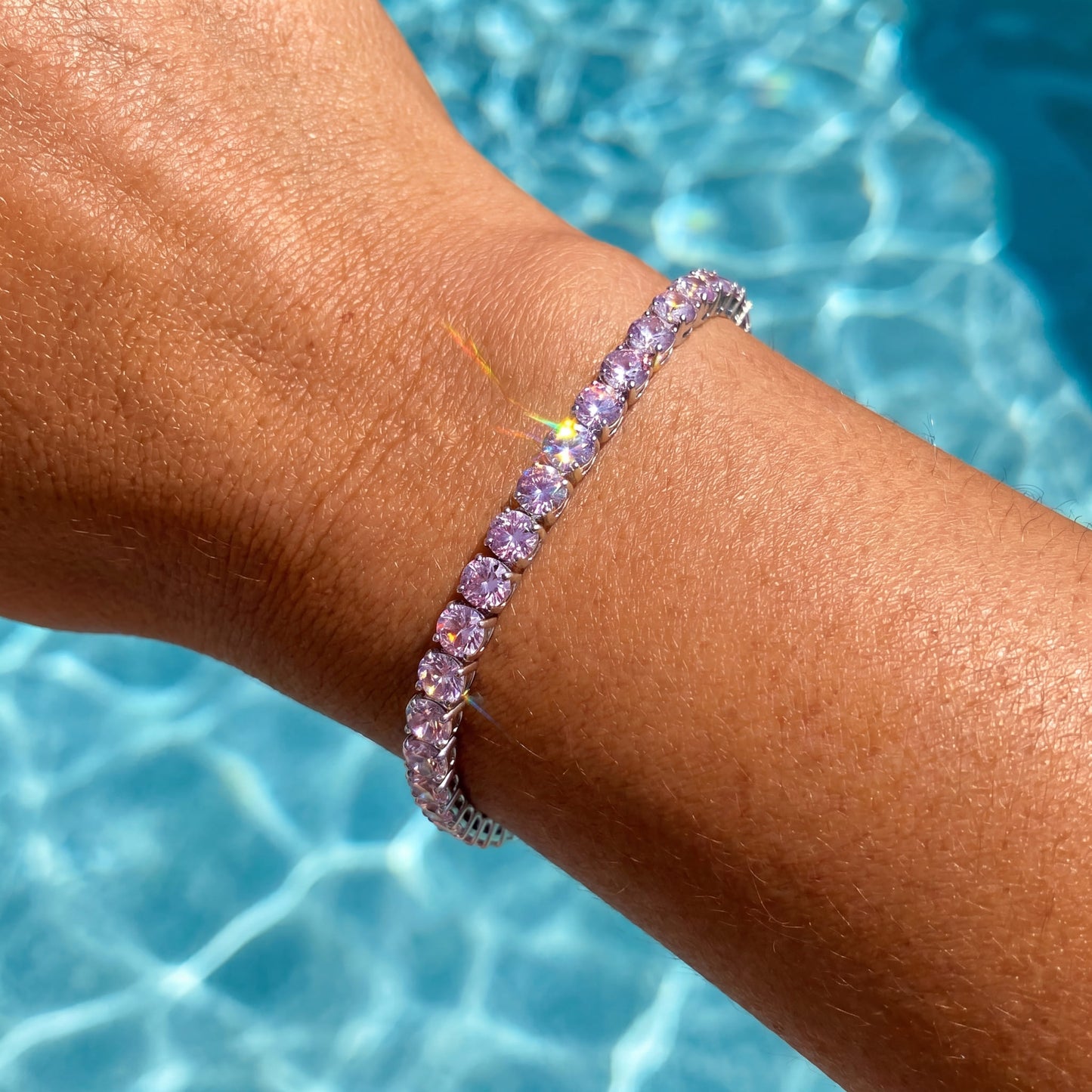 ICED OUT 4MM "PINK TENNIS" ARMBAND - ICERAIN JEWELRY