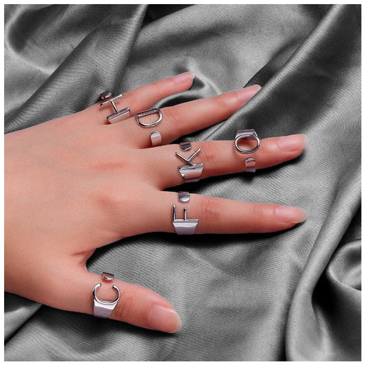 PERSONALISIERTER EDELSTAHL ANFANGSBUCHSTABEN "BEGALO" RING - ICERAIN JEWELRY