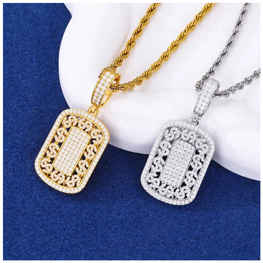 ICED OUT MOISSANITE "MILITARY DOLLAR" WEISSGOLD 925S SILVER KETTE - ICERAIN JEWELRY