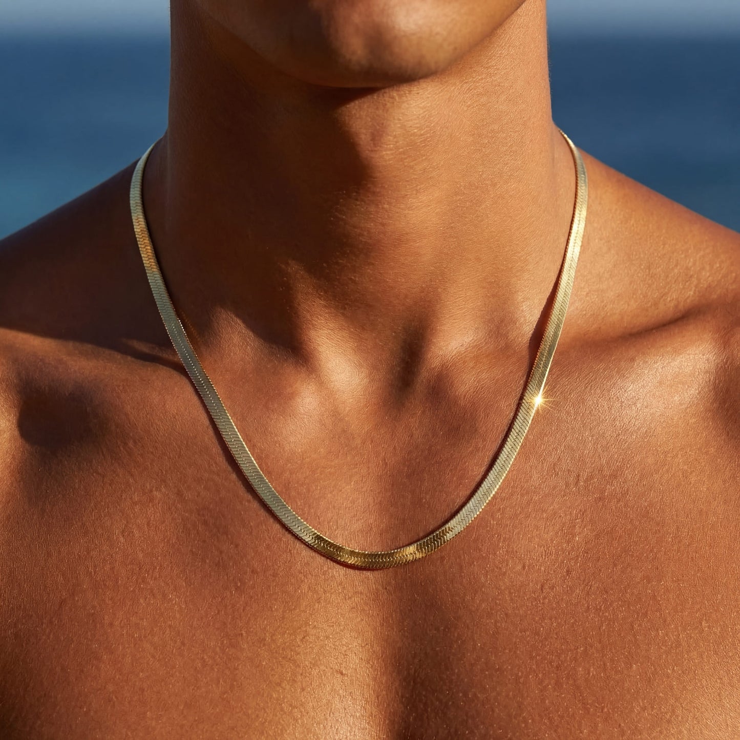 925S SILVER 18K GOLD "HERRINGBONE" KETTE - ICERAIN JEWELRY