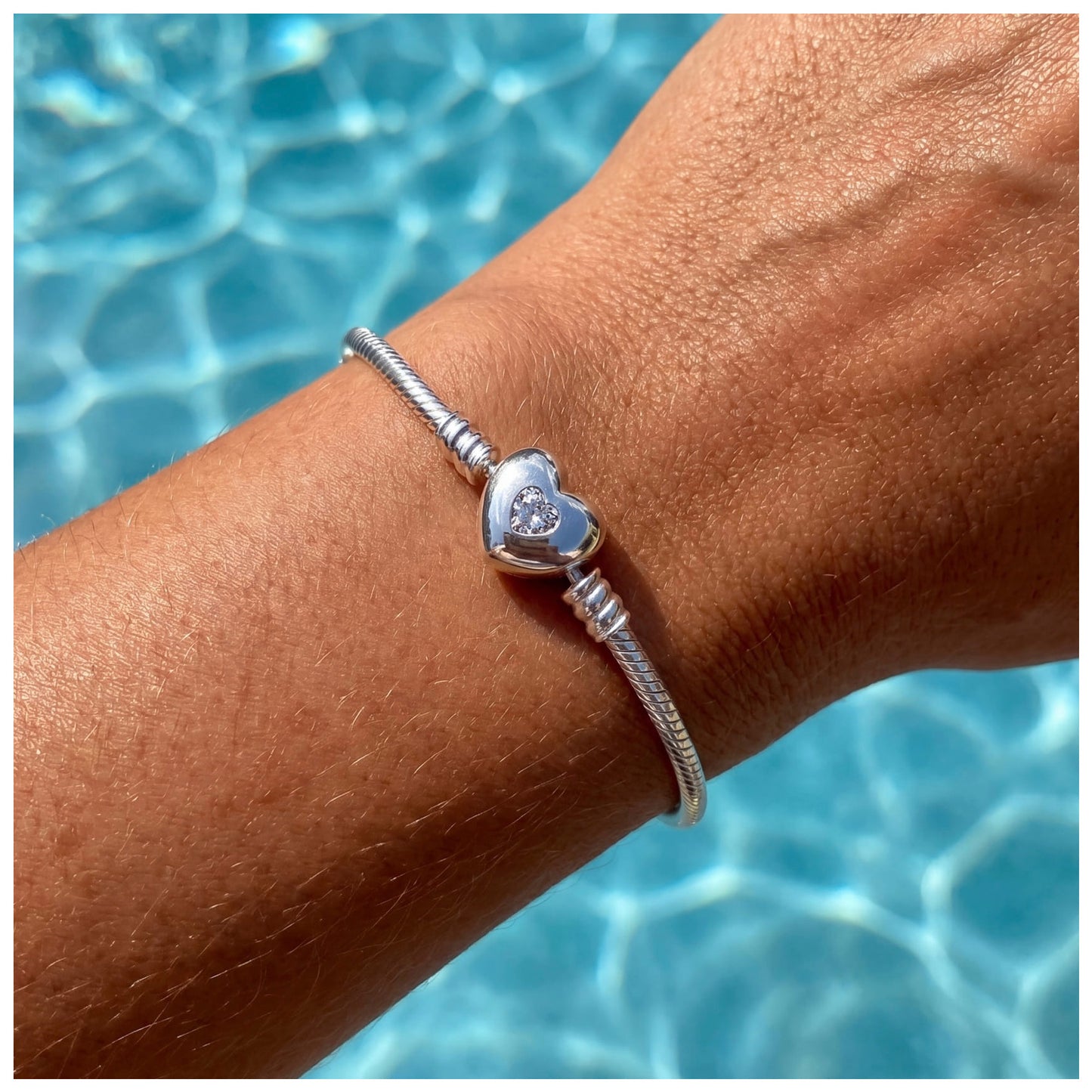 925S SILVER "ICED HEART" CHARM ARMBAND - ICERAIN JEWELRY