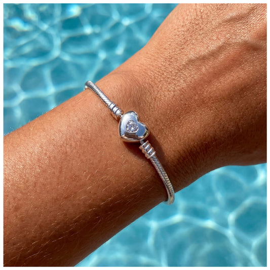 925S SILVER "ICED HEART" CHARM ARMBAND - ICERAIN JEWELRY