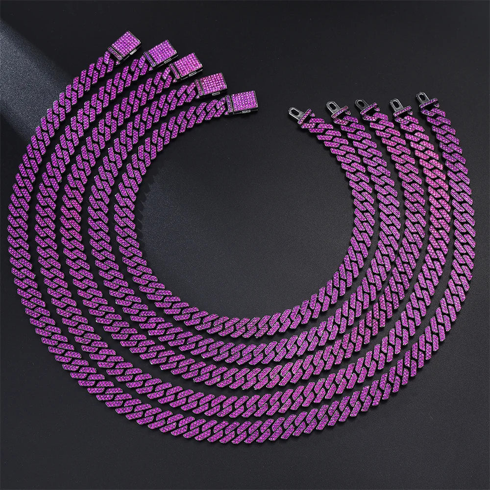 ICED OUT 12MM "PURPLE PRONG CUBAN" KETTE - ICERAIN JEWELRY