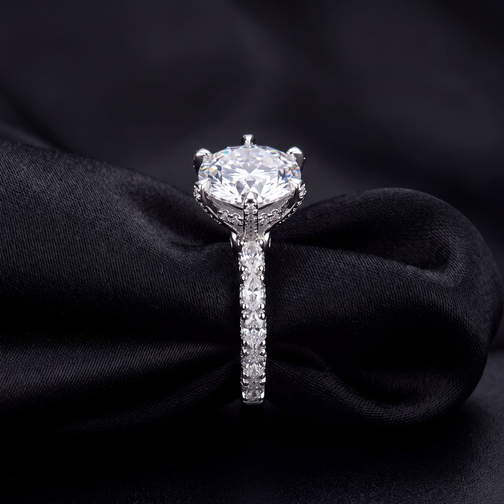SALE | ICED OUT MOISSANITE GRÖßE 6 (52MM UMFANG) "SPOSARE" WEISSGOLD 925S SILVER RING - ICERAIN JEWELRY