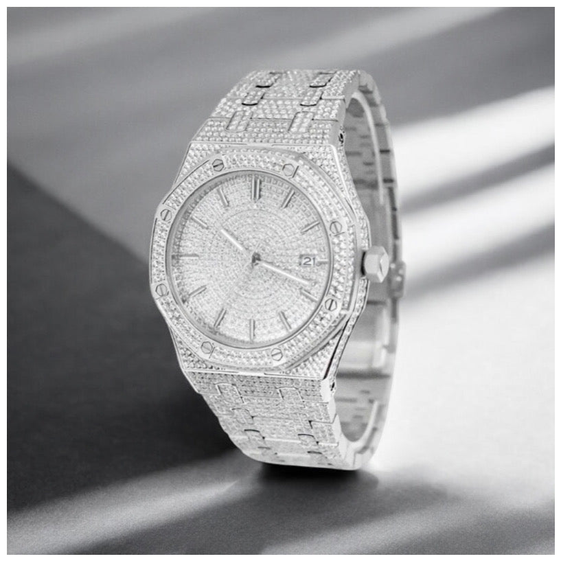 ICED OUT 42MM MOISSANITE "SILVER APOSTEL" UHR - ICERAIN JEWELRY