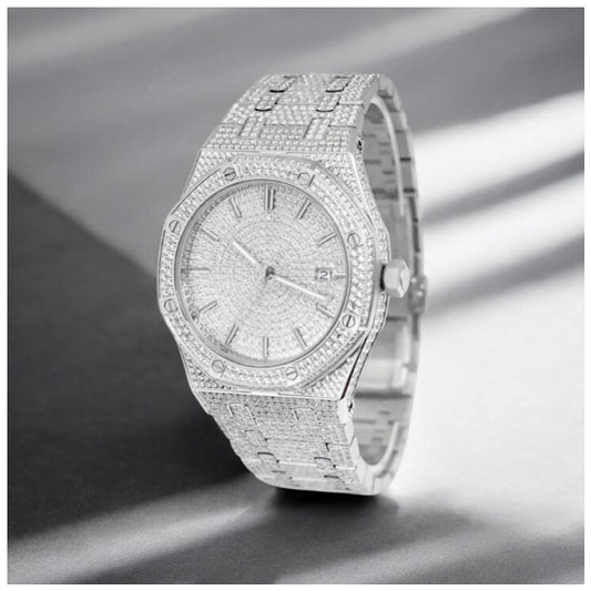 ICED OUT 42MM MOISSANITE "SILVER APOSTEL" UHR - ICERAIN JEWELRY