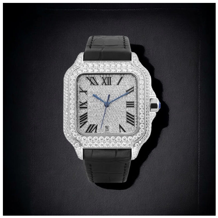 ICED OUT 40MM MOISSANITE "BLACK ROMA PIAZZA" UHR - ICERAIN JEWELRY