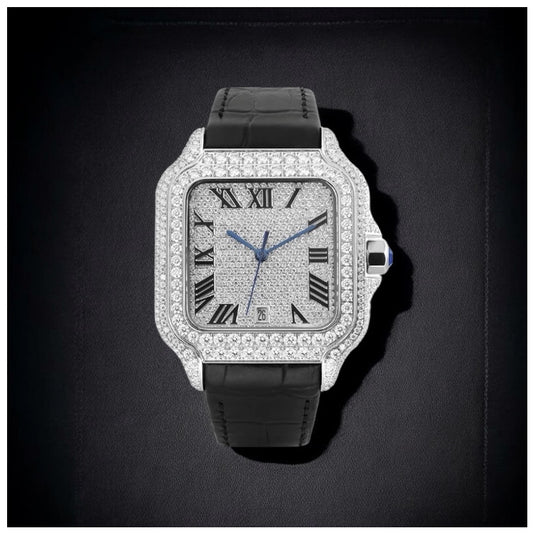 ICED OUT 40MM MOISSANITE "BLACK ROMA PIAZZA" UHR - ICERAIN JEWELRY