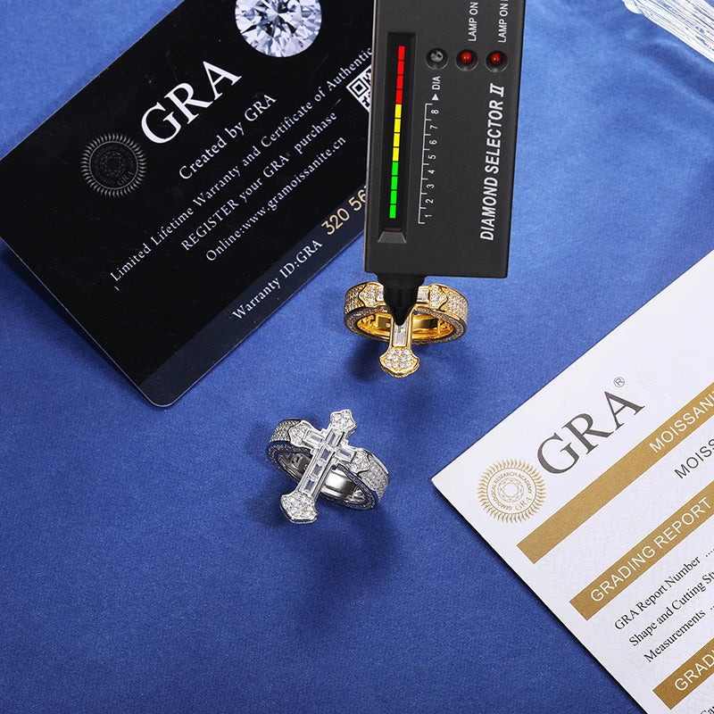 ICED OUT MOISSANITE "CROSS V2" WEISSGOLD 925S SILVER RING - ICERAIN JEWELRY