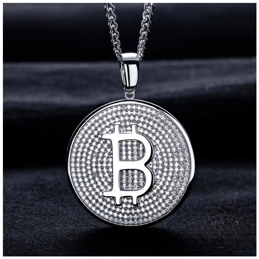 ICED OUT MOISSANITE "BITCOIN" WEISSGOLD 925S SILVER KETTE - ICERAIN JEWELRY