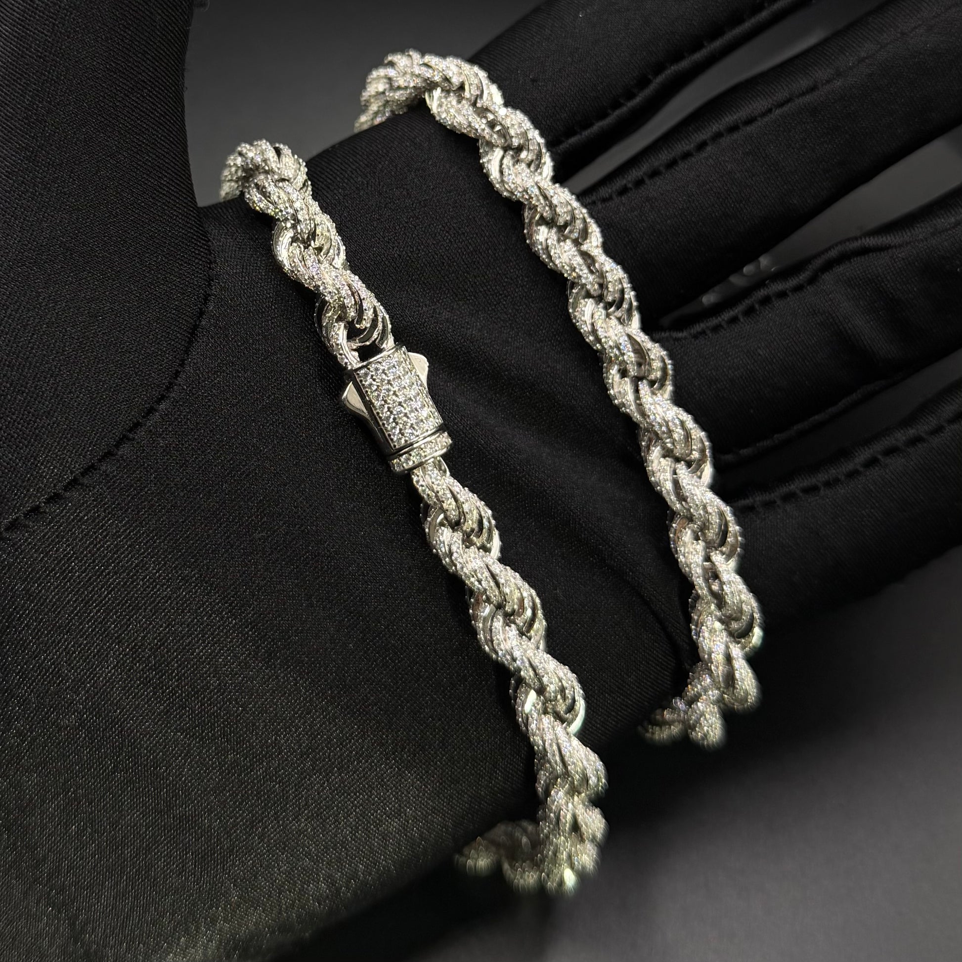 ICED OUT 8MM MOISSANITE "ROPE" WEISSGOLD 925S SILVER KETTE - ICERAIN JEWELRY