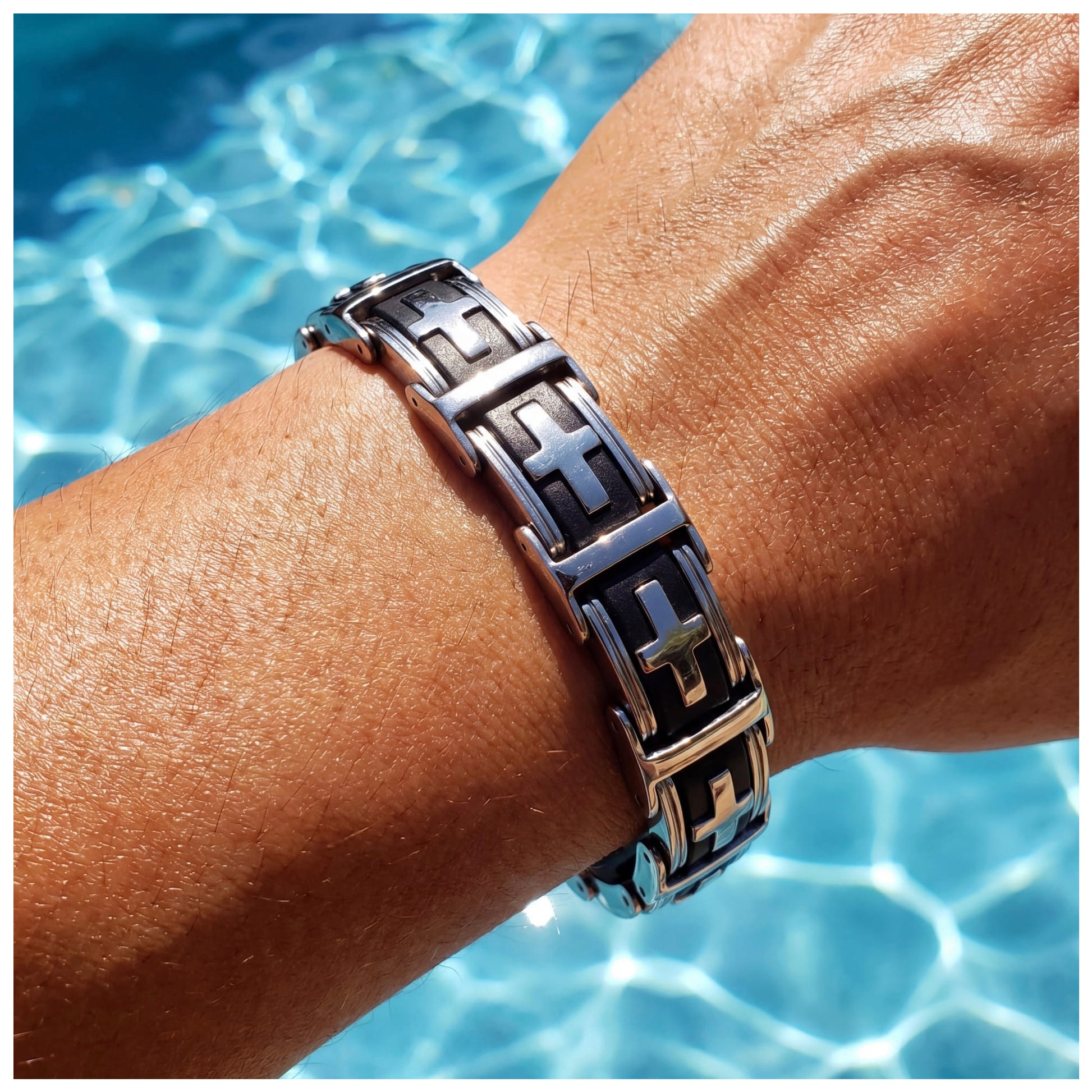 EDELSTAHL 14MM "CROSS" ARMBAND - ICERAIN JEWELRY