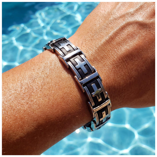 EDELSTAHL 14MM "CROSS" ARMBAND - ICERAIN JEWELRY